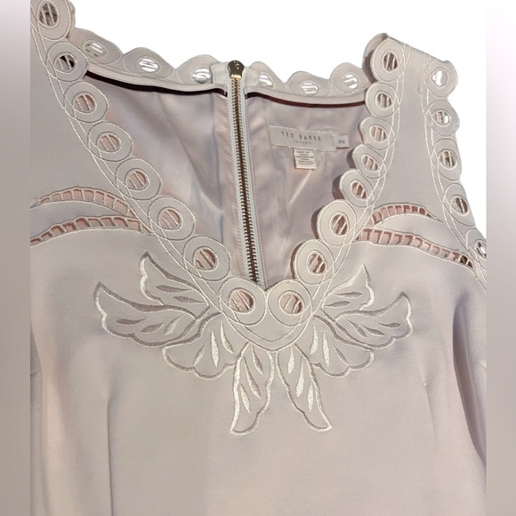 Ted Baker Emalise Pink V-neck Embroidered Skater Dress TB Size 2 - Picture 10 of 14